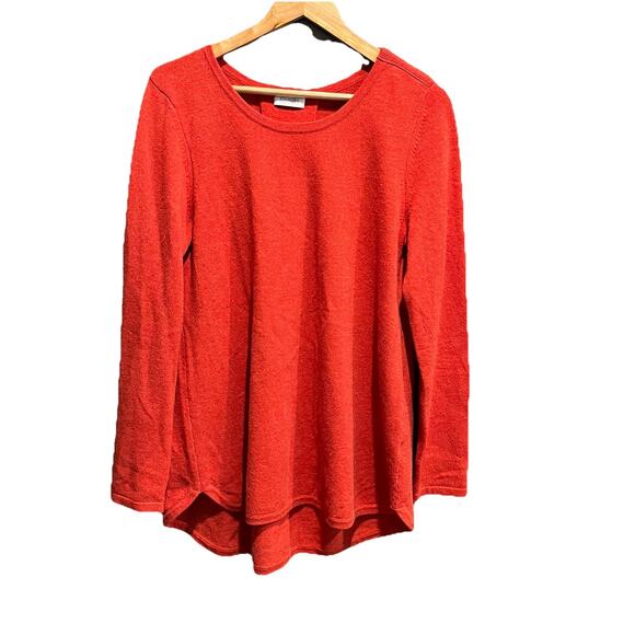 Kinross 100% Cashmere Red Shoulder Zip Crew Neck Women's Sweater Size Large - Picture 1 of 5